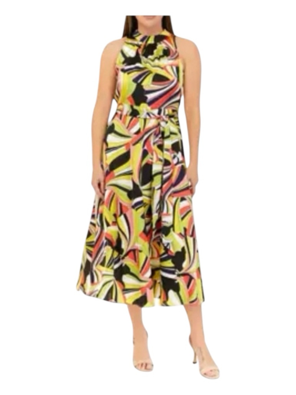ANNE KLEIN Sleeveless Tie Neck Midi Dress, Size 6.